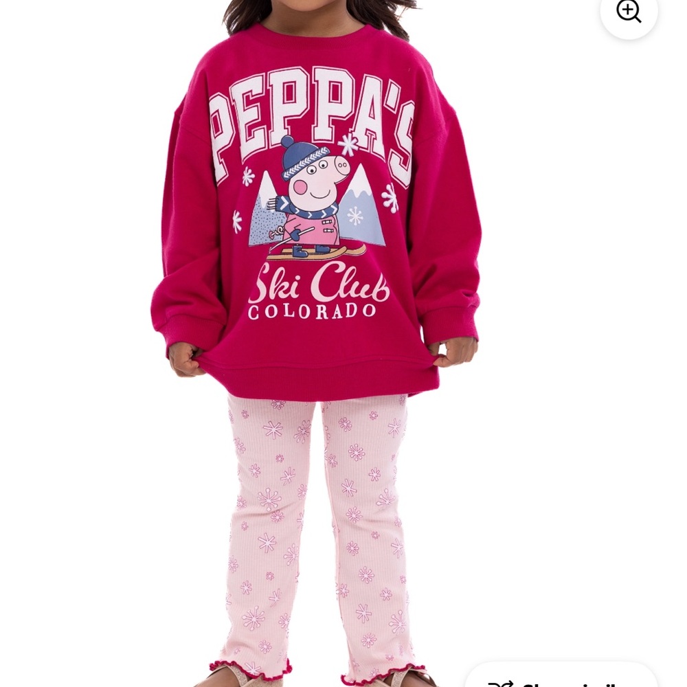 Peppa Pig Kids Fuchsia Ski Club Colorado Sweatshirt Leggings set NWT